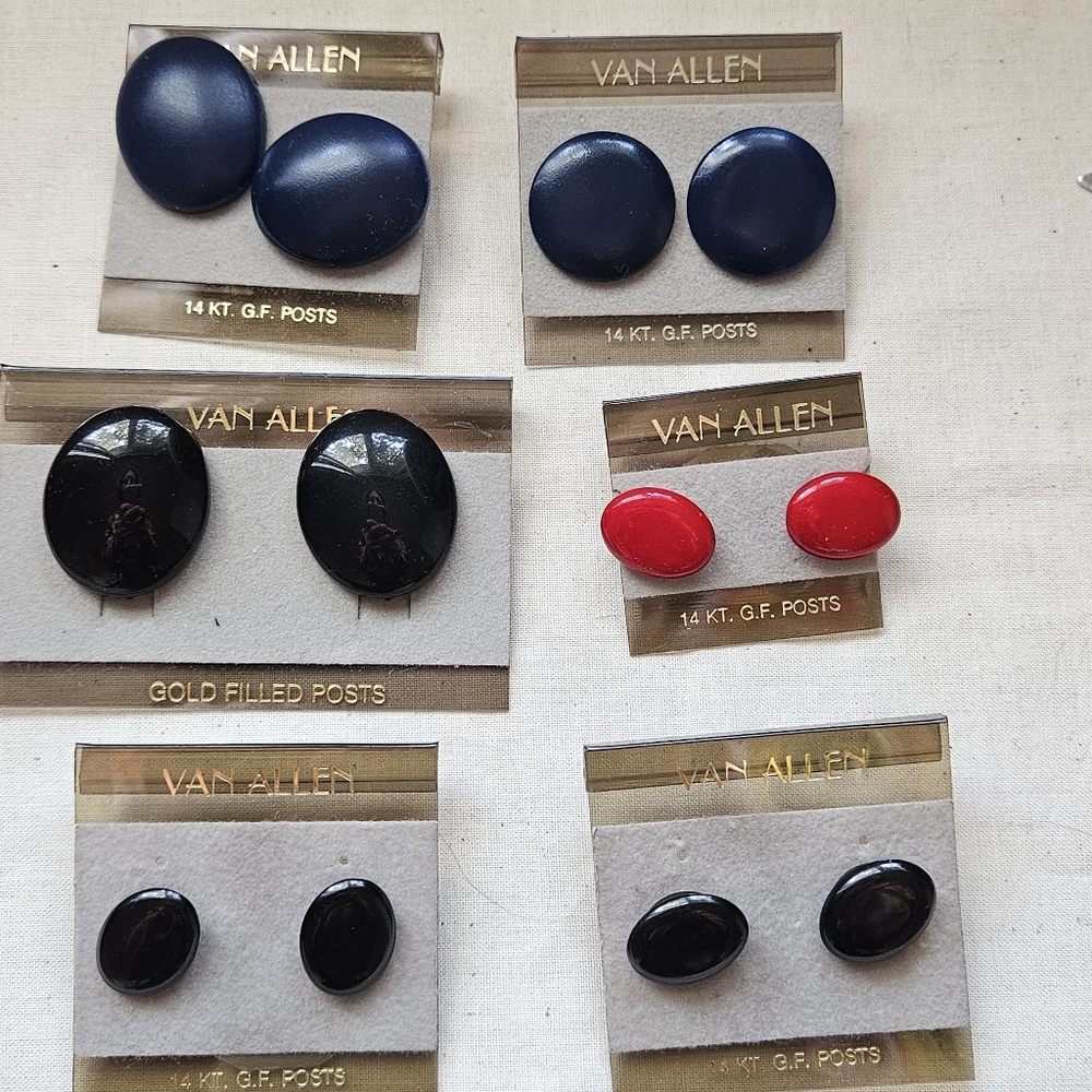 Set of 6 vintage Van Allen earrings 80s 90s